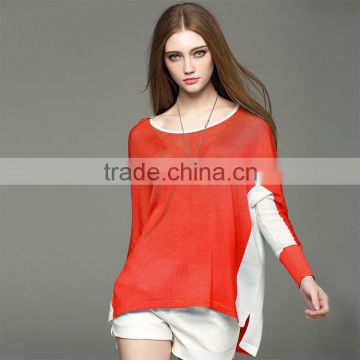 2016 hot new summer long sleeve loose bump color round collar knitting sweater for lady and girls