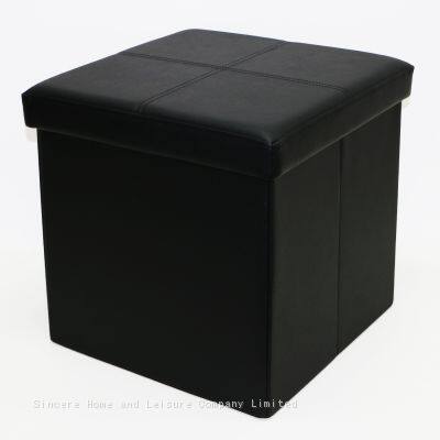 Foldable Storage PVC Ottoman photo-2