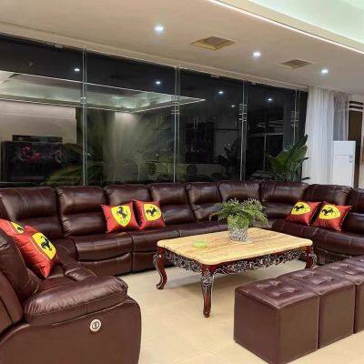 High-end home theater sofa leather audio-visual room KTV electric multi-functional U-shaped corner sofa combination