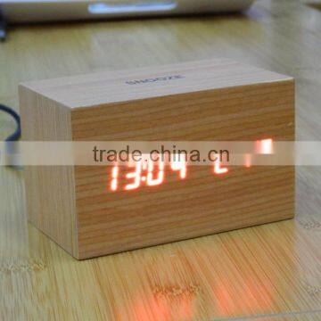 LED Wooden Table Clock With Touch Function for Snooze photo-2