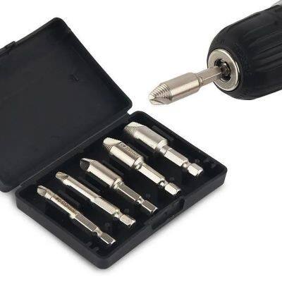 5PCS Screw Extractor Damaged Screw Remover Kit Stripped Screws DIY Hand Tools Gadgets Gifts Easily Remover 2 in 1 @ Workiotools photo-2