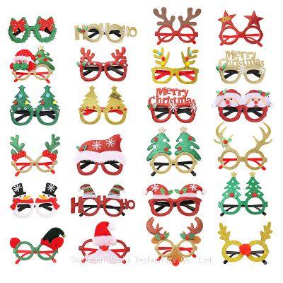 12-Pack Christmas Glitter Party Glasses Frames for Holiday Decor and Christmas Party Favors