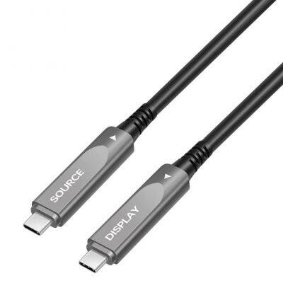 Активный оптический кабель USB - C длиной 10 метров, поддерживает видео разрешением 8K и передачу данных со скоростью 10 Гбит/секунду, оснащен технологией быстрой зарядки PD70W