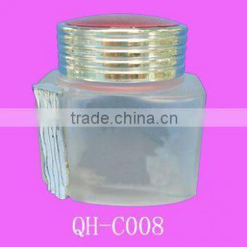 frosted glass face cream jar with gold cap