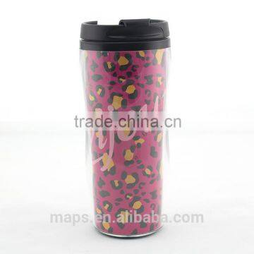 double wall plastic unique coffee travel mug with insert paper