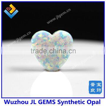 OP17 White Synthetic Opal Heart Cabochon Shape Opal Pendants for Necklace