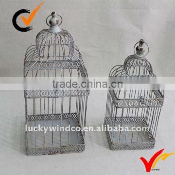 Antique hanging metal birdcage set 2