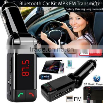 Wholesale Wireless LCD Bluetooth Car Kit 12V MP3 Player Dual USB Charger Handsfree FM Transmitter