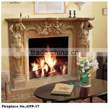 Home Decor Carving Statue Marble Fireplace Surround