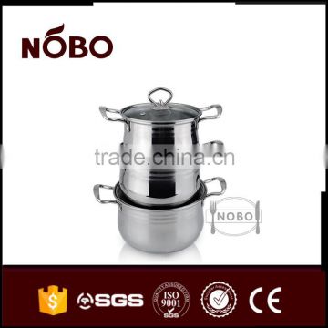 drum shape steel handles stainless steel cooking pot set