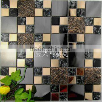 Wholesale price stainless steel mix resin glass mosaic