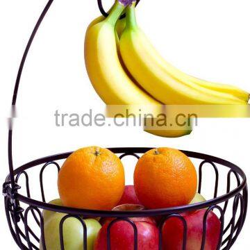 2015 New Product Wire Fruit Tree Bowl with Banana Hanger/Fruit Basket/metal wire fruit basket/Bronze Wire Hanging Baskets