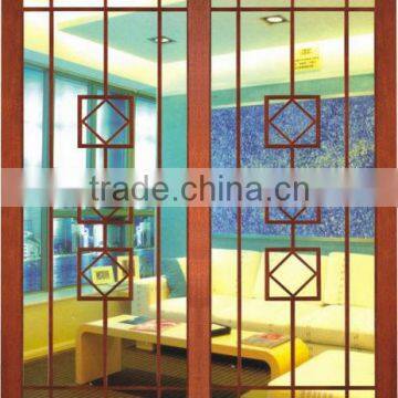 Glass Wooden 2 Panel System Sliding Doors Design DJ-S402