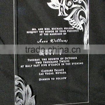 High Transparent custom acrylic wedding invitation card