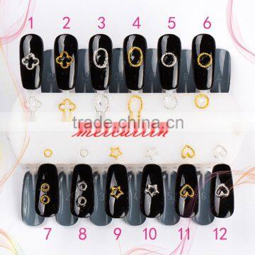 Different Shapes Super Flash Metal Rings Nail Accessories Metal Ring Circle Star Rings ZX:R487