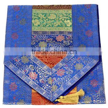 Stripe Design Blue Border Colour Silk Table Runner