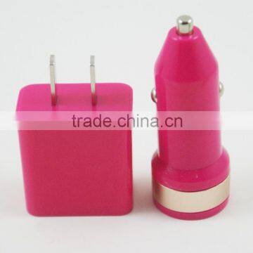 High quality Charger set dual port car charger +single port USB travel home charger for phones