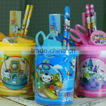 Promotional Cheap School Office Cartoon Stationery Creative Gift Pen pencil Holder Box Set For Children Students kids 5 pieces