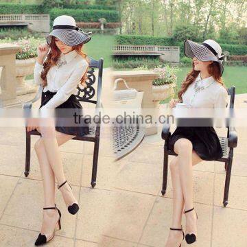 Wholesale Summer Panama Paper Straw Hat Striped Lady Floppy Hat photo-4