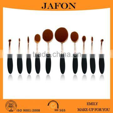 Tooth shape 10 pcs rose gold oval makeup brush set                        
                                                Quality Choice