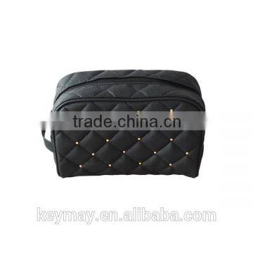 Alibaba PU black pearl cosmetic bag quilted cosmetic case