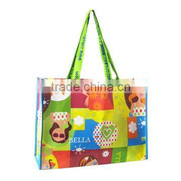 pp woven bag with handle cross stitched