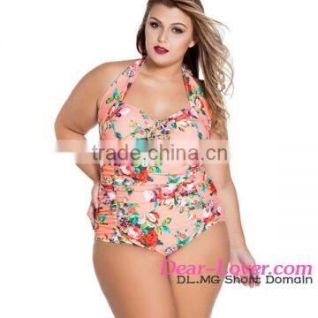 Orange Plus Size push up girls monokini wholesale plus size swimwear