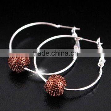 Hot sale alloy ball shamballa hoop earring