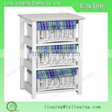 Factory wholesale white Wicker storage cabinet with 3 drawers/Wooden drawers storage cabinets/ Wicker furniture