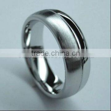 Domed Cobalt Wedding Ring Brushed Center
