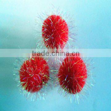 Home Decoraiton Ball 1" Red Glitter Pom poms