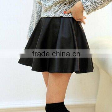 Ladies wash pu leather black short skirts