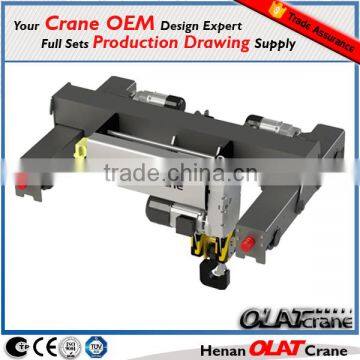 3D Design Drawing Customizable Europe style electric hoist for double girder Eot crane