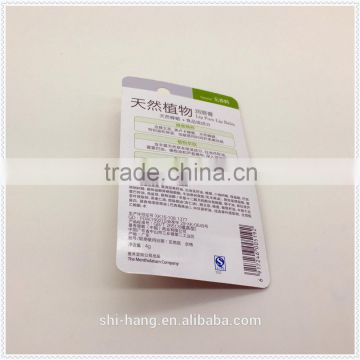 Plastic PVC blister cover sealed on color paper card packaging for cosmetics lipstick