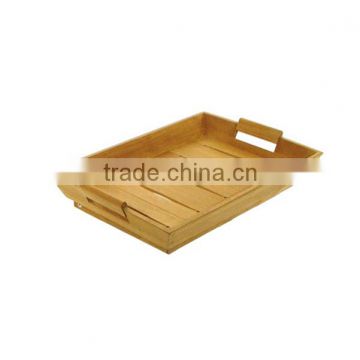 High quality Bamboo large food tray Serving Tray with handle Solid Tray for kitchen