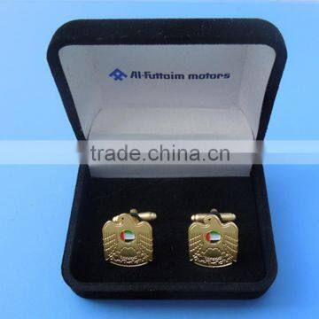 gold uae falcon cufflink set with velvet box