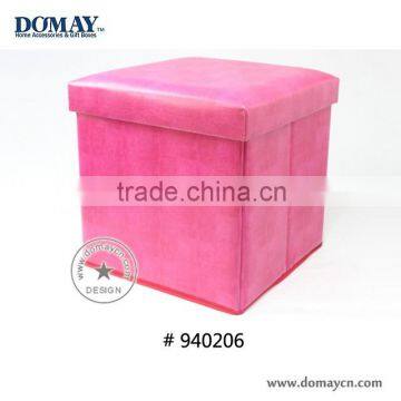 Colorful Faux leather folding storage footstool, Guangzhou factory supply PU storage ottoman