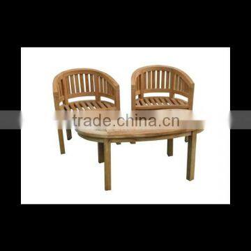 COFFEE TABLE AND TWO ARMCHAIR SOLID TEAK BALI GARDEN NFG10