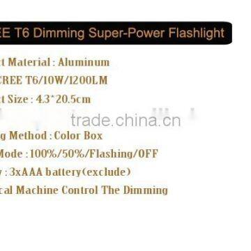 1200 Lumen 10W Cree T6 Auto Zoom Emergency High Power LED Torch photo-2