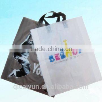 Popular customed printed side gusset clear plastic bags with die cut handle