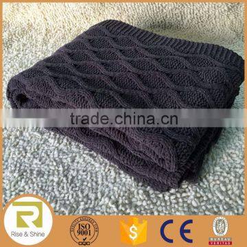 Wholesale 100% Polyester chenille cable knit throw blanket