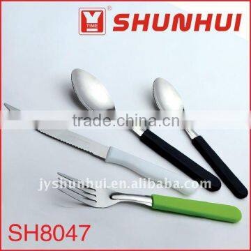 Stainless steel plastic handle colored flatware