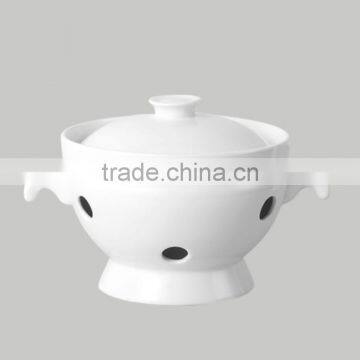 Dinnerware cooking ceramic soup tureen ladle, white ceramic soup tureen with lid