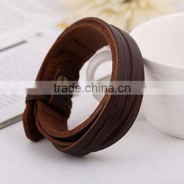 Mens Genuine Leather Wrap Bracelet Fashion Wristband Cuff Bracelet Womens Bangle