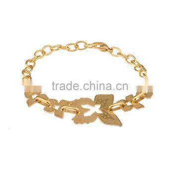 18K Gold Plated Steel Bracelet Shape 5 Viarous Size Butterflies linked Chain