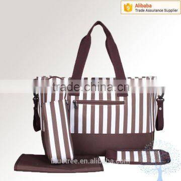 Black and white stripe oxford diaper bag baby bag,bottle changing pad included