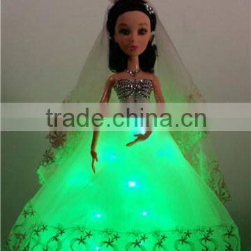 Rainbow Blinking Blinking Long Princess Dress with Head Pieces