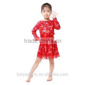 2016 children red lace princess girls bridesmaid dresses