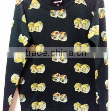 100% ORGANIC COTTON MENS Black Sweat Shirt WITH PRINT