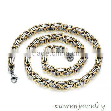 factory made two tone gold plated mechanic 316l stainless steel biker chain